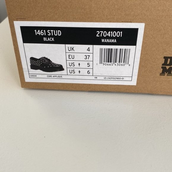 Dr Martens 1461 Stud Wanama Leather Oxford Shoes in Black Size 6 - Picture 9 of 10